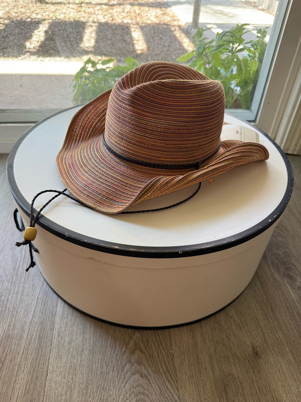 san diego hat company mimi orange tan striped cowboy western summer sun hat OSF